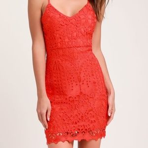 Perfect Love Red Orange Lace Mini Dress
